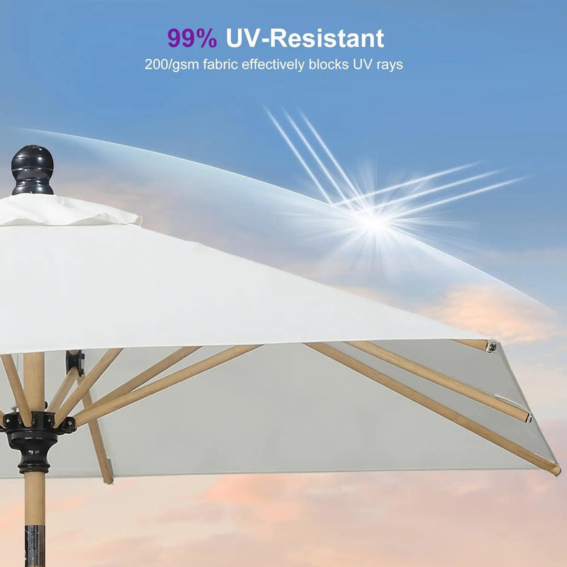 PURPLE LEAF 8' x 8' Square Patio Umbrella Market Umbrella Aluminum Outdoor Table Umbrella with Push Button Tilt & 8 Sturdy Ribs and Crank Square Outdoor Umbrellas for Pool Backyard Deck, Cream by GreenHaven Gardens