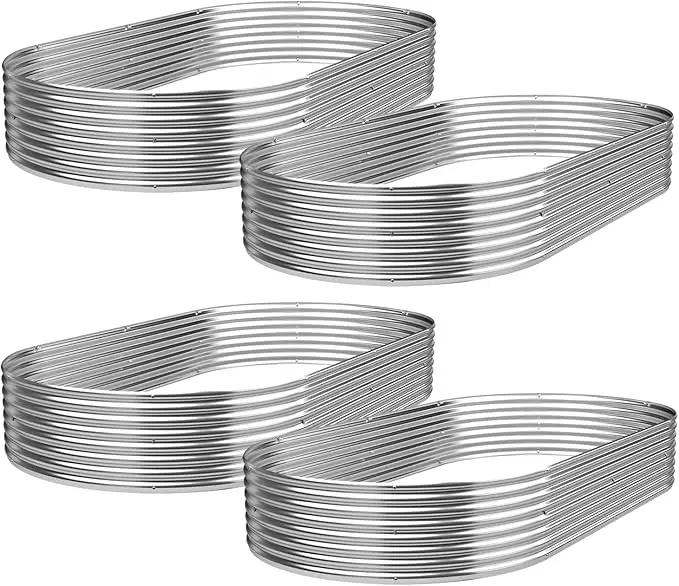 4 Pack Galvanized Raised Garden Bed Outdoor,Metal Garden Bed for Vegetables,Steel Raised Beds for Gardening,Above Ground Garden Box for Flower-35x20inch by GreenHaven Gardens