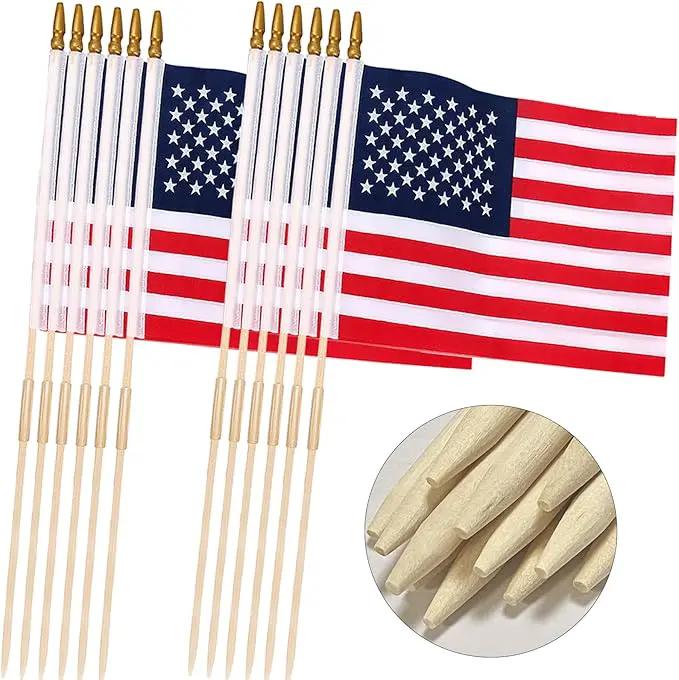 50 Pcs 12x18 Inch American Flags on Stick, American Flags, USA Stick Flag with Handheld and Grounded Multi-Purpose Flagpole, Design for Memorial Day, 4th of July, Veterans Day by GreenHaven Gardens