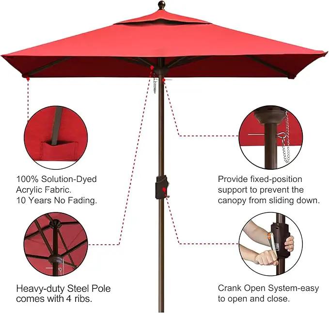 EliteShade USA 10-Year-Non-Fading Sunumbrella 6x6Ft Square Market Umbrella Patio Outdoor Table Umbrella with Ventilation(Logo Red) by GreenHaven Gardens
