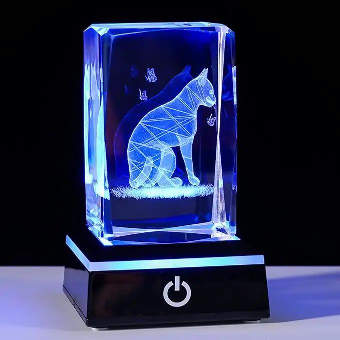 Qianwei Cat Gifts for Cat Lovers Women Girls, 3D Crystals Cat Memorial Figurines Statue Cat Themed Gifts Home Decor Anime Black pet Loss Gifts Cat Mom Gifts for Women Memorial Birthday Best Friend by GreenHaven Gardens