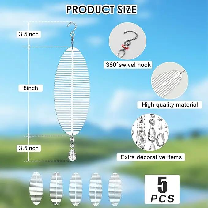 Sublimation Wind Spinner Blanks 8 Inch 5 Pack Wind Spinners Sublimation Blanks with Crystal Pendant Aluminum Metal Wind Spinners for Yard Garden Indoor Outdoor Window Porch Decoration（Fishbone by GreenHaven Gardens