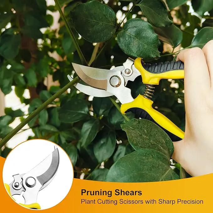 5 Pcs Gardening Tools Set with Heavy Duty Cast-Aluminium Heads and Non-Slip Rubber Grip, Including Transplanting Spade, Trowel, Cultivator, Pruner and Gardening Gloves, Great Gift for Woman by GreenHaven Gardens