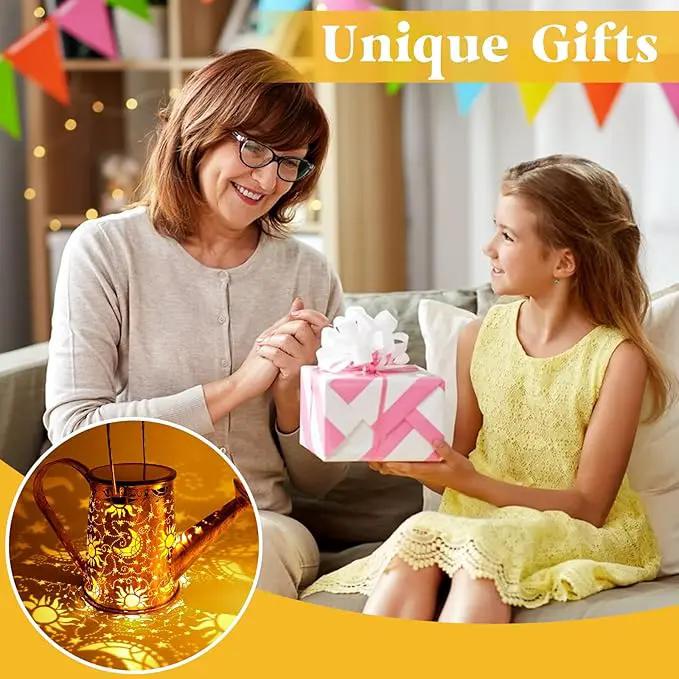Solar Garden Lights Outdoor, Solar Watering Can Lights Garden Decor Gifts for Grandma Mom, Sun Moon Waterproof Hanging Lantern with String Lights, Yard Decoration for Patio Porch Lawn Backyard Pathway by GreenHaven Gardens