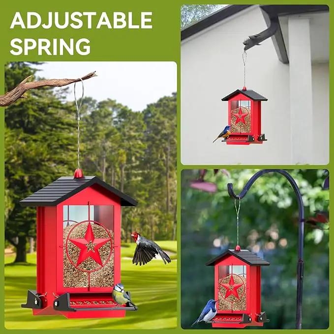 Squirrel Proof Bird Feeder for Outdoors Hanging, Metal Wild Bird Seed Feeder with Bilateral Weight-Activated Perches, 5LB Large Capacity Wild Bird Feeders for Outside Finch, Cardinal, Blue Jay by GreenHaven Gardens