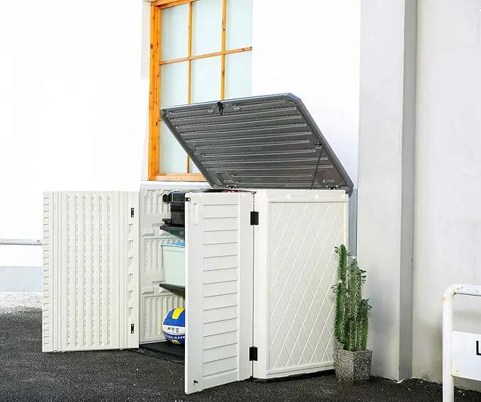 HOMSPARK Storage Shed Weather Resistance, Multi-Purpose Outdoor Storage Cabinet for Backyards and Patios, 26 Cu.ft Capacity Horizontal Storage Shed for Bike, Lawnmower, Trash Cans, Patio Accessories by GreenHaven Gardens