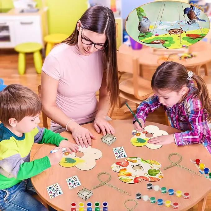 12 Pack Bird Feeder Craft Kits for Kids Ages 3-5 4-8 8-12, DIY Wooden Art Painting Outdoor Bulk Toys for Boys & Girls, Easter Christmas Gifts, Party Favor Gifts for Nature Loving Children by GreenHaven Gardens