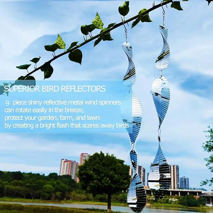 Metal Bird Scare Discs Set-Highly Reflective Double-Sided Bird Reflectors,Extra Sparkly Wind Spinners Outdoor Garden Decor, Bird Devices Deterrent to Scare Birds Away from Yard Patio Farm by GreenHaven Gardens