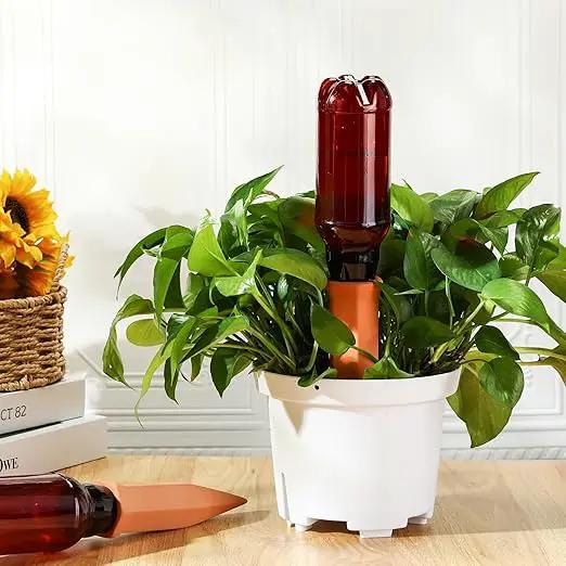 6 Sets Plant Watering Devices Include Terracotta Self Watering Spikes and 26 oz Plastic Bottles Slow Release Vacation Insert Automatic Plant Watered Device by GreenHaven Gardens