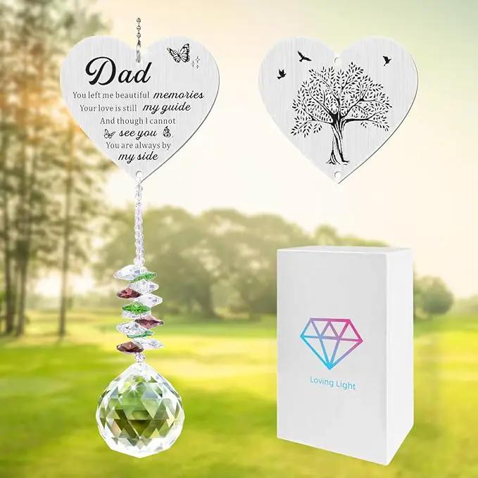 Memorial Suncatcher Gifts for Loss of Dad, Sympathy Gifts for Loss of Dad, Dad in Heaven Memorial Crystal Suncatcher for Window Home Decor (Dad) by GreenHaven Gardens