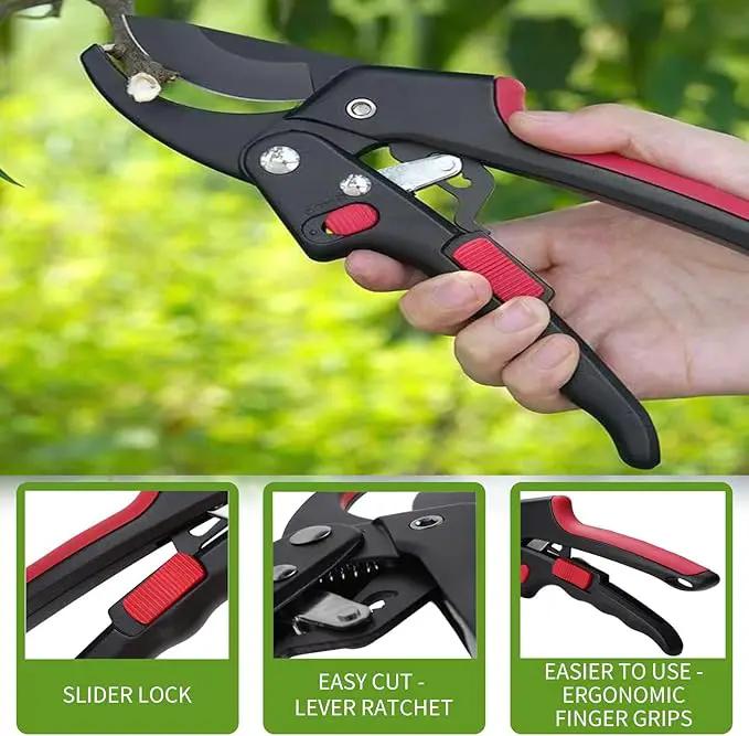 Upgraded Garden Clippers, Adjustable Germany Pruners, Work 3 Times Easier, Professional Pruning Shears, Cutting Rose, Flower, Hedge, Stem, Sharp Gardening Scissors, Arthritis Weak Hand Snips by GreenHaven Gardens