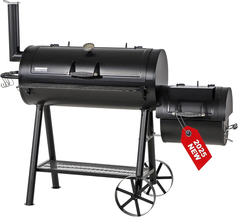 GREEN PARTY Offset Smoker Charcoal Grills with 37 Inch Cook Chamber, Barrel Smoker and Charcoal Grill Combo, 941 Sq. In. Space Barrel Smoker Grill for Outdoor BBQ Patio Backyard Cooking by GreenHaven Gardens