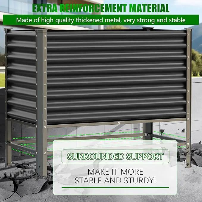 Doniks Raised Garden Bed with Legs, 48×24×37in Large Outdoor Metal Galvanized Garden Planting Box,900lb Capacity for Vegetables Lawn Green Flowers, Fruits, Terrace by GreenHaven Gardens