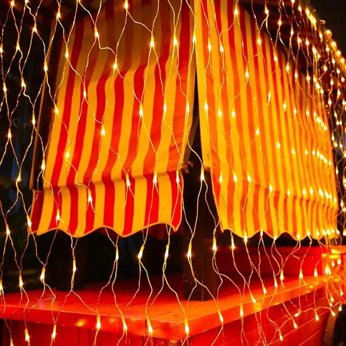 Joomer 12ft x 5ft 360LED Orange Halloween Net Lights Outdoor Mesh lights, 8 Modes Timer Connectable Waterproof Bush Lights Mesh Netting Lights for Halloween Outdoor Decorations (Clear Wire) by GreenHaven Gardens
