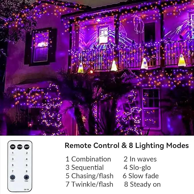 Purple and Orange Halloween Lights, 800LED 330FT String Lights 8 Modes Timer Plug in Waterproof Indoor Outdoor Christmas for Garden Party Decoration, JT-EL/FC300V0200 by GreenHaven Gardens