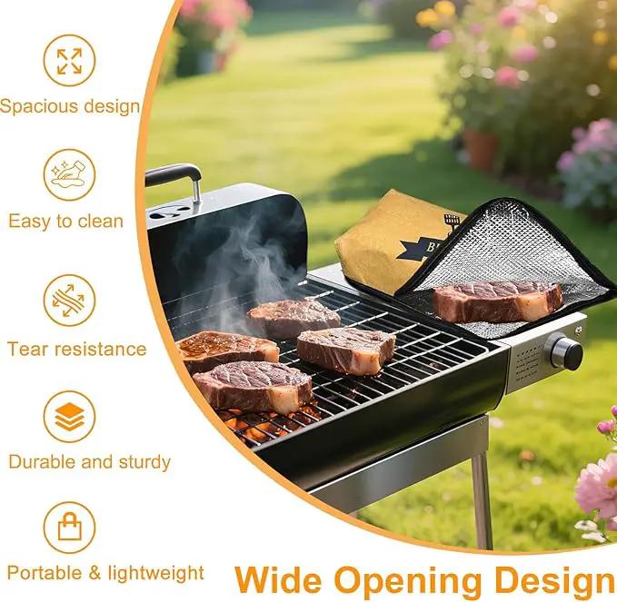 Thickened Insulation BBQ Blanket - Meat Resting Blanket, Locks in Juices, Wide Opening Design, Reusable for Large Brisket, Pork Shoulder, Turkey, Easy Clean, Portable - BBQTools,Gift Accessories by GreenHaven Gardens