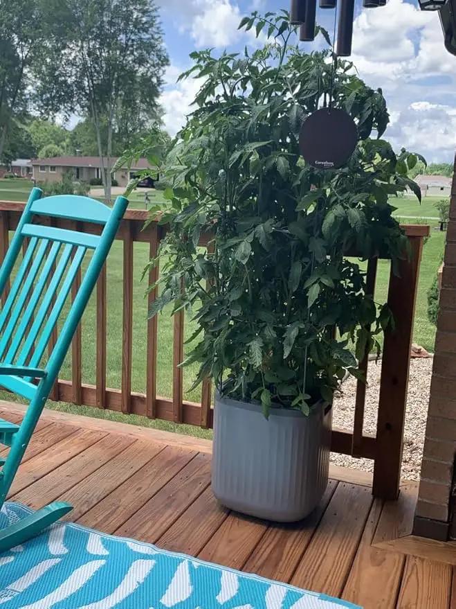 Vego garden Planters for Outdoor & Indoor Plants, Large Plant Pots with Self Watering, 15" Tall Large Plant Pots with Trellis for Flowers Plants Decor, Fog Gray by GreenHaven Gardens