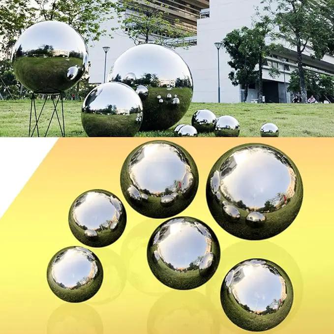 30 cm/12 inch Diameter Gazing Globe Mirror Ball,Silver Stainless Steel Polished Reflective Smooth Garden Sphere,Colorful and Shiny Addition to Any Garden or Home by GreenHaven Gardens