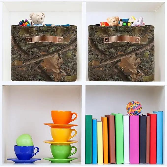 Camouflage Rectangular Storage Basket Organizer Bin Shelf Baskets For Clothes Gifts For Home Office Dorm by GreenHaven Gardens