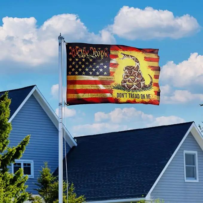 FLAGWIX 3x5 ft American Patriotic Gadsden Flag - Double Sided, Heavy Duty Canvas, Fade Resistant - Patriotic American House Flags, 4th of July Decorations For Indoor, Outdoor Decor Flag with Grommets by GreenHaven Gardens