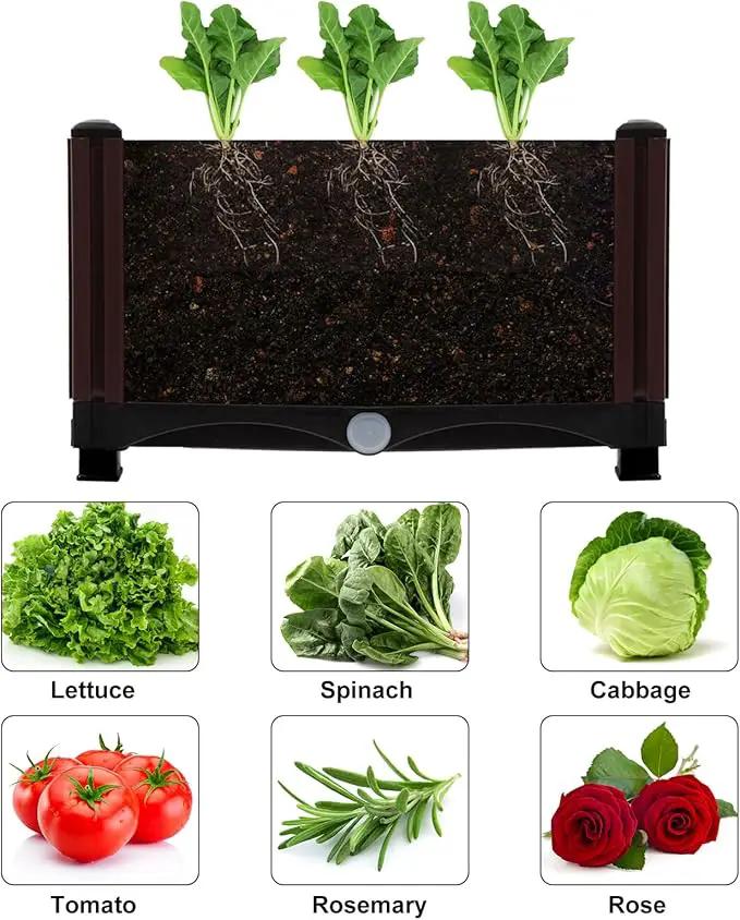 MAYOLIAH Raised Garden Bed with Drainage Elevated Planter Box Plastic Raised Beds for Gardening Vegetables Herb Flowers, Perfect for Indoor Outdoor Planting, 6 Boxes Brown by GreenHaven Gardens