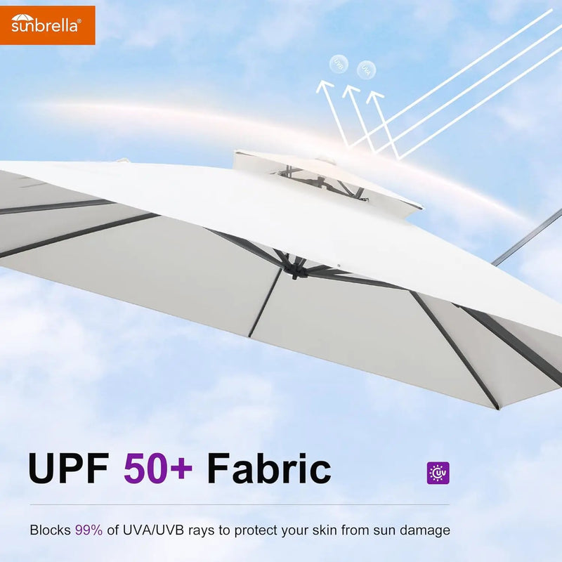 PURPLE LEAF Cantilever Umbrella 10' X 13' Outdoor Double Top Large Rectangle Heavy Duty 360° Rotation Offset Sun Shade Umbrella for Garden Patio Deck Pool Backyard Canvas Natural by GreenHaven Gardens