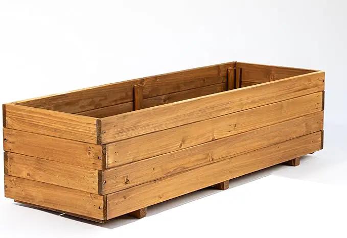 Wooden Raised Garden Bed Planter Box – Fir Wood Outdoor Vegetable, Herb & Flower Box with Drainage Holes – 47.24"x15.75"x12.6", Rot-Resistant, for Patio, Yard, Balcony by GreenHaven Gardens