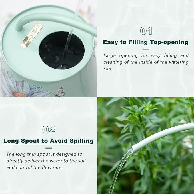 Berry&Bird House Plants Watering Can - Indoor&Outdoor 1/2 Gallon Stainless Steel Water Can with Long Spout Garden Decoration for Flower Bonsai Succulent Gardening Large Water Bottle (Bellis Perennis) by GreenHaven Gardens