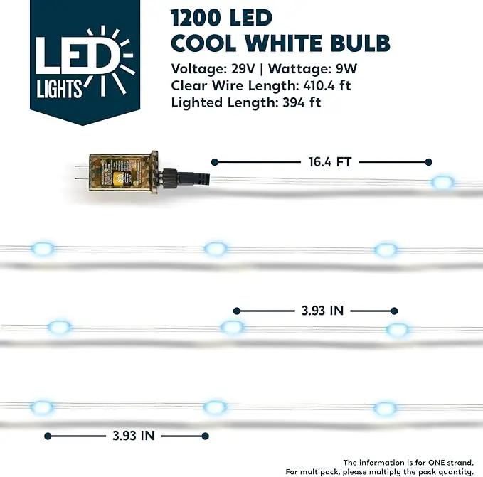 Joiedomi 1200 LED Christmas String Lights Outdoor,394FT Cool White Fairy Light with Remote 8 Modes Timer, Plug in PVC Clear Wire Lighting Decor with Reel for Indoor Dorm Classroom Bedroom Holiday by GreenHaven Gardens