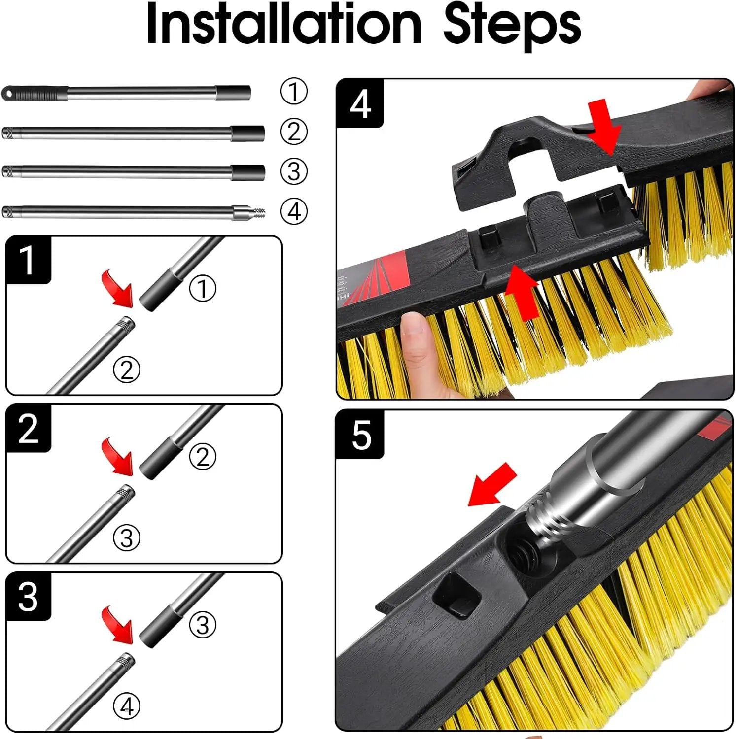 24" Push Broom Outdoor Heavy Duty,Masthome Industrial Brooms with 55" Long Handle and Stiff Bristles,Outdoor Broom Heavy Duty,Commercial for Garage Yard Patio Warehouse Concrete Floor Cleaning by GreenHaven Gardens
