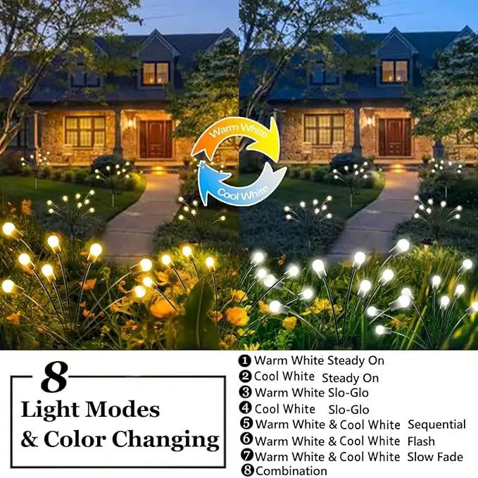 6-Pack Solar Garden Lights, 48 LED Solar Lights Outdoor for Garden Decor, Waterproof Firefly Light Outdoor (Sway by Wind), Swaying Light for Yard Patio Landscape Decorations (Warm White & Cool White) by GreenHaven Gardens