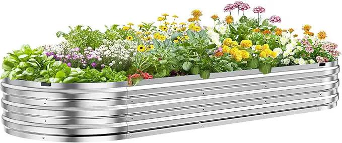 KING BIRD Raised Garden Bed Kit 2025 Upgraded Quick-Setup Galvanized Planter Garden Box Outdoor for Gardening, Vegetables, Flowers, 94x36x12 in, Silver by GreenHaven Gardens