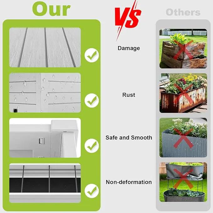 Elevated Raised Garden Bed,Outdoor Large Resin Patio Planter Box Stand Divisible with Drain Plug,Water Monitor for Plants Vegetables Flowers Fruits(Ashen) by GreenHaven Gardens