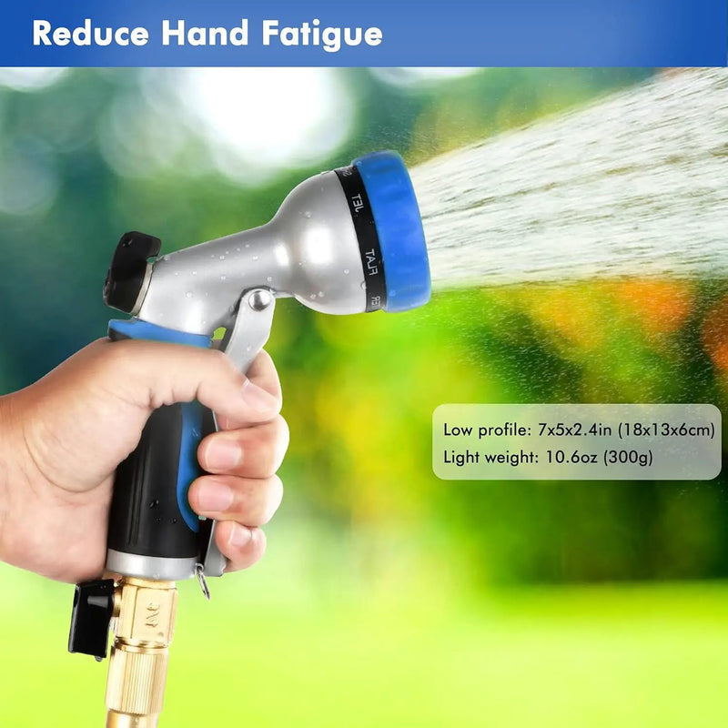 RESTMO Garden Hose Nozzle, Heavy Duty Metal Water Hose Nozzle with 7 Adjustable Spray Patterns, High Pressure Hand Sprayer with Flow Control, Best for Watering Plant & Lawn, Washing Car & Pet, Blue by GreenHaven Gardens