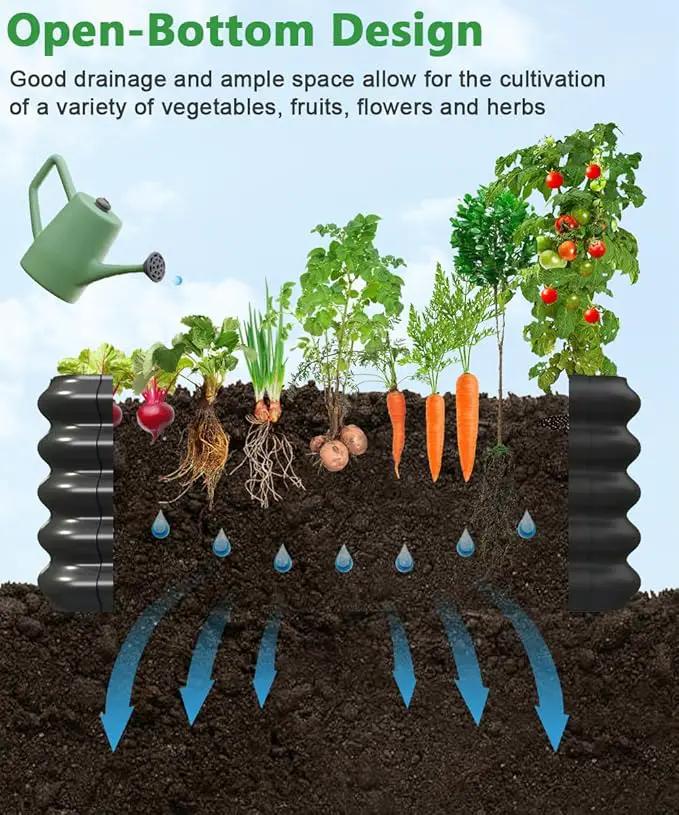 4.3x3.0x1.0ft Raised Garden Bed Kit, Rustproof PP Material Garden Box, Flower Bed with Tool-Free Assembly Design, Rectangular Planter Boxes for Outdoor Vegetables Flower Fruit Herb, Black by GreenHaven Gardens