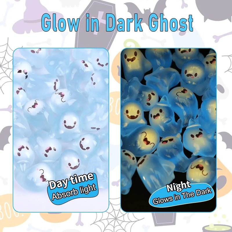 KIMOBER 24PCS Mini Luminous Ghost Miniature Figurines,Assorted Spooky Glow in Dark Resin Ghost Tiny Elf Figures for Fairy Garden Micro Landscape Decor Cake Topper Halloween(Assorted Ghost) by GreenHaven Gardens