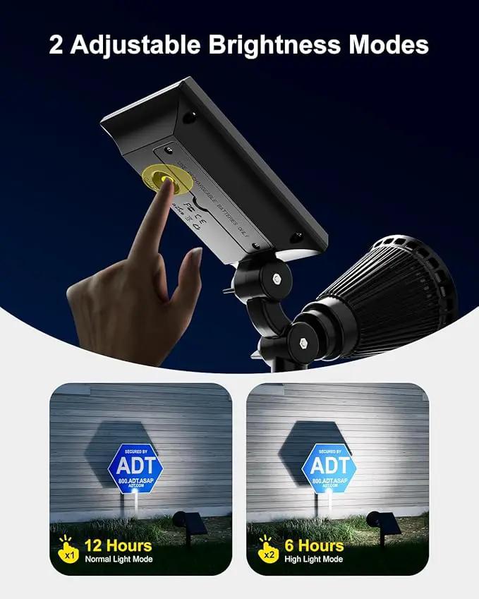 2 Pack Solar Spotlights Outdoor Waterproof for Flag, Tree, Statue, Number Sign, Plant Pot, Bright LED Outside Landscape Flood Lamp for Accent Uplighting Yard, Garden, Driveway, Walkway, Porch, Fence by GreenHaven Gardens