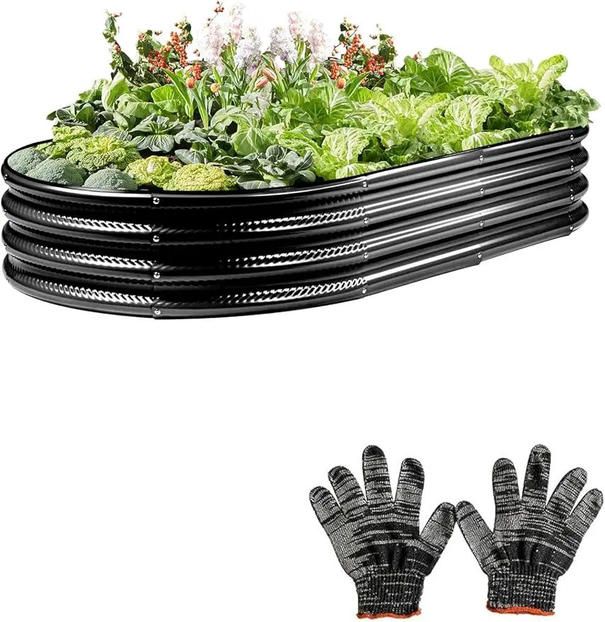 Raised Garden Bed, Galvanized Planter Raised Beds for Outdoor,Vegetables, Flowers & Herbs, Heavy-Duty Metal Raised Garden Beds Outdoor, Rust-Resistant & Easy Assembly (Black, 6x3x1 ft) by GreenHaven Gardens