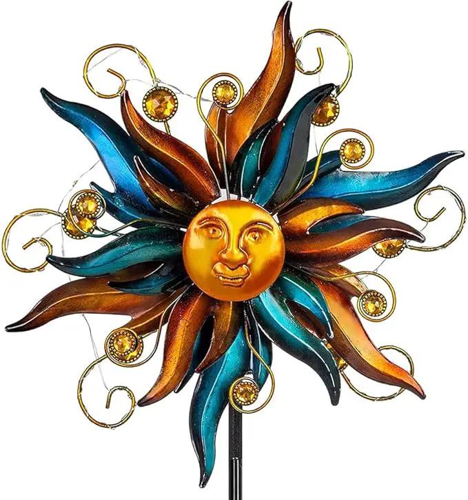 VEWOGARDEN Garden Solar Wind Spinner, Sun Outdoor Metal Wind Sculpture Yard Art Decor for Patio, Lawn & Garden by GreenHaven Gardens
