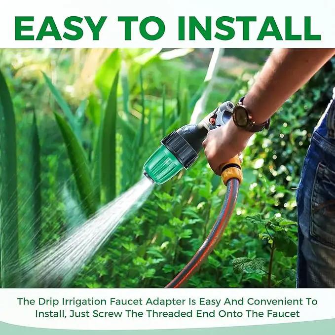12 Pcs 1/2 Inch Drip Irrigation Tubing Faucet Garden Hose Adapter, 3/4" to 1/2" Drip Irrigation Tubing Hose Adapter, 3/4 Inch Faucet Connector Garden Hose Adapter Black and Green by GreenHaven Gardens