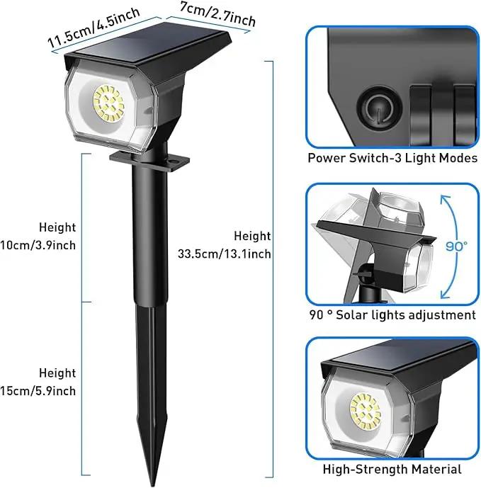 EIUIO Solar Outdoor Lights, 3 Lighting Modes Solar Spot Lights Outdoor with Auto On/Off, Waterproof Landscape Lighting for Garden Yard Pathway by GreenHaven Gardens
