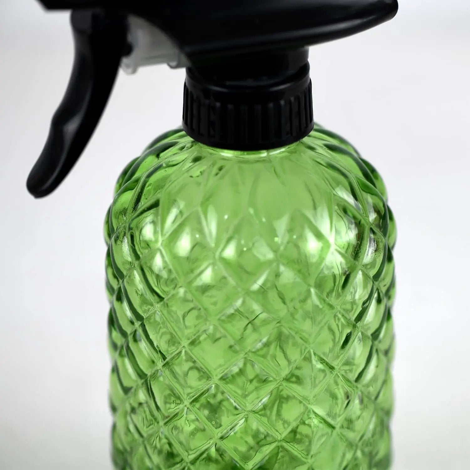 12Oz Glass Plant Spray Bottle, Gem Pattern Glass Sprayer, Watering Can with Black Plastic Top Pump, Handheld Watering Can for Indoor Outdoor Potted Plants and Greenery (Green) by GreenHaven Gardens