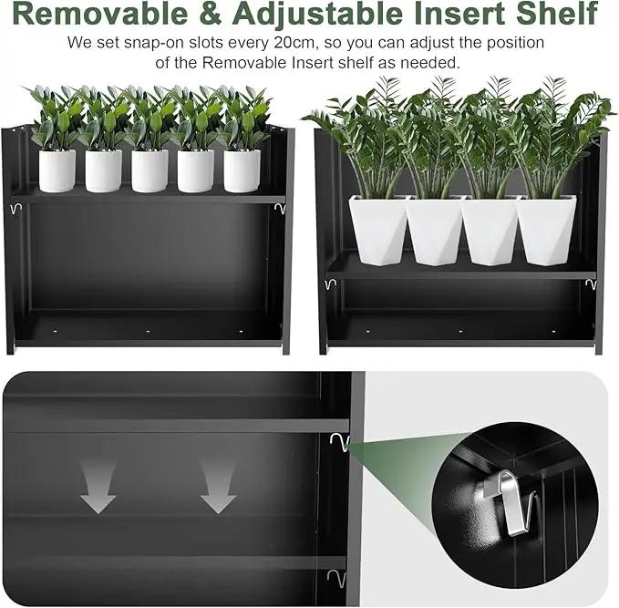 Tall Metal Cube Planter for Outdoor Plants 36" L x 12" W x 26" H, Heavy Duty Steel Large Planter Box with Removable Insert Shelf, Modern Décor for Tall Plants, Trees, Flowers (Black) by GreenHaven Gardens