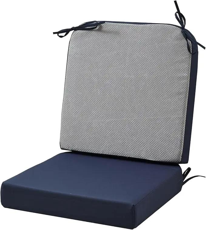 19 x 19 Inch Outdoor Seat Cushions for Patio Furniture with Non Slip and Ties Waterproof & UV Resistant Round Corner Outdoor Chair Cushions Replacement Set of 2, Navy Blue by GreenHaven Gardens
