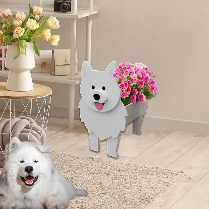 Samoan Dog Planter Plant Pots,Cute Garden Dog Flower Planter,Dog Planters Birthday Gifts for Women,Office,Indoor/Outdoor Decor（9.45 * 6.77 * 13.46in） by GreenHaven Gardens
