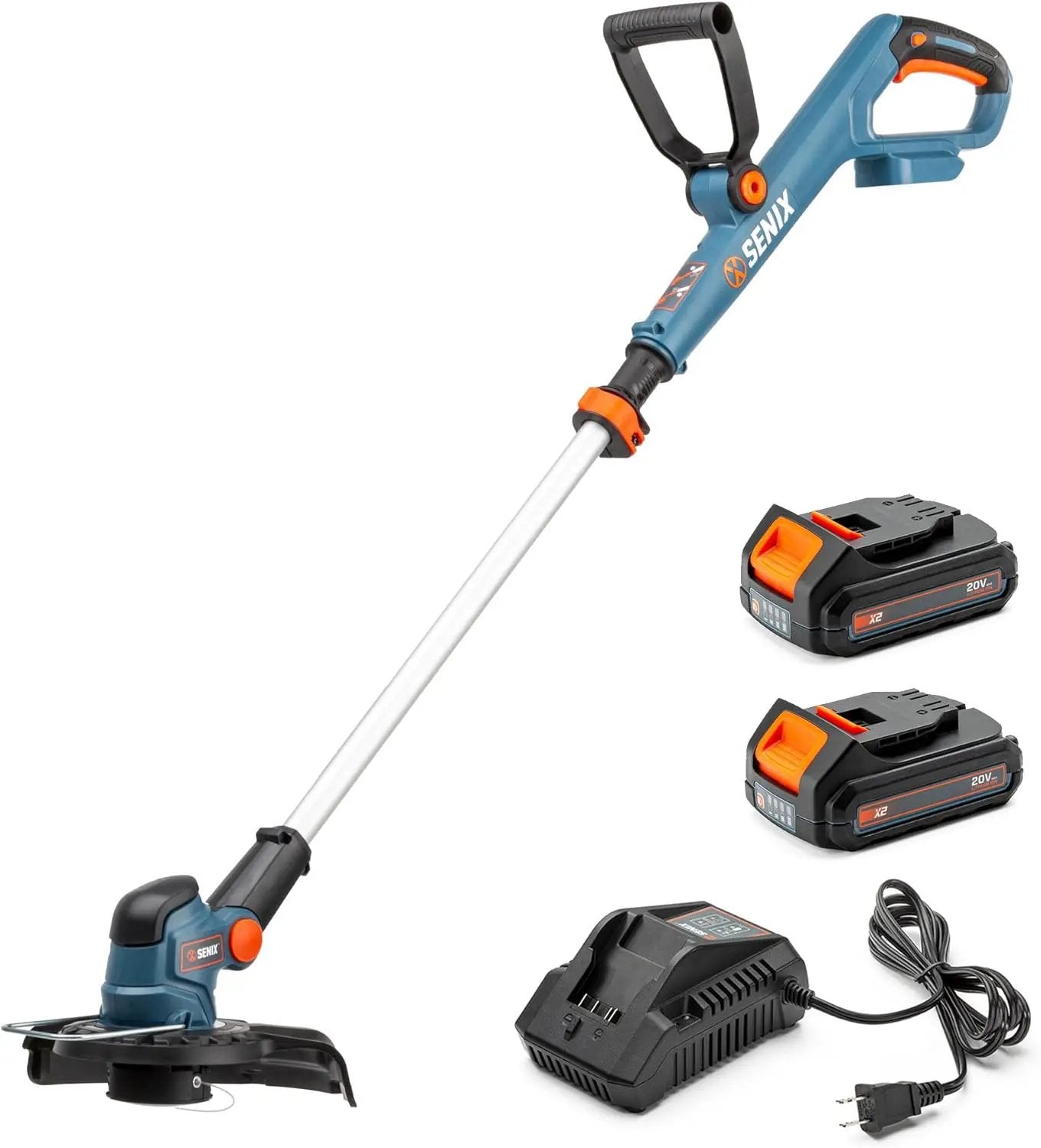 SENIX X2 20V 10'' Weed Wacker - 2 (2.5 Ah) Batteries, 2A Charger and Spool Included- X2GT-BDL by GreenHaven Gardens