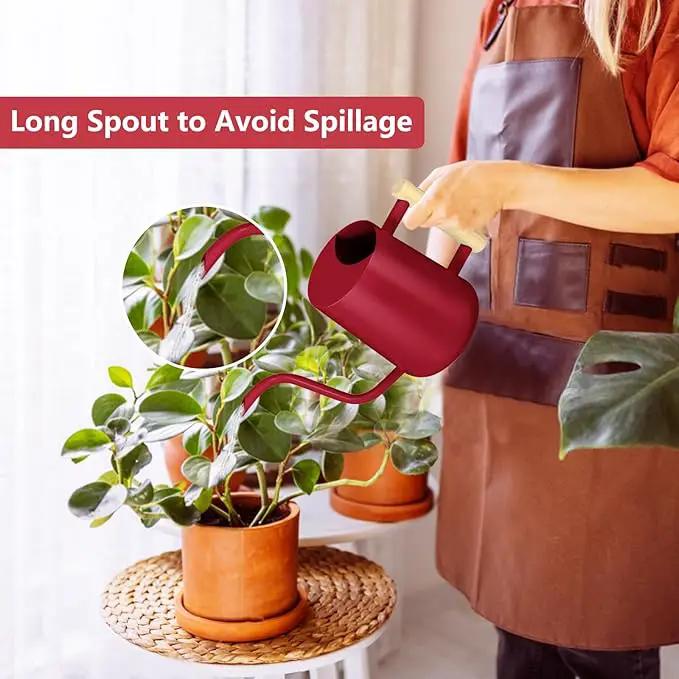 Watering Can Indoor Plants, 35oz Small Stainless Steel Metal Watering Can Modern Decorative Watering Pot with Long Spout for Indoor House Plant Bonsai Garden Flowers (Red) by GreenHaven Gardens