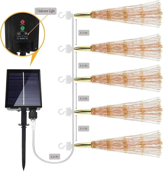 5 Pcs 1000LED Solar Starburst Sphere Lights,Firework Lights Remote Control Timer 8 Modes Dimmable Waterproof Hanging Fairy Lights, Sparkly Lights for Patio Garden Tent Outdoor(Warm White) by GreenHaven Gardens