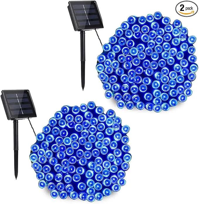 Toodour Solar Christmas Lights, 2 Packs Total 144ft 400 LED 8 Modes Solar String Lights, Waterproof Solar Outdoor Christmas Lights for Garden, Patio, Fence, Balcony, Christmas Tree Decor - Blue by GreenHaven Gardens