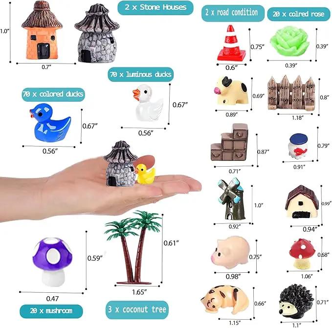 200 Pieces Fairy Garden Accessories, Mini Resin Duck,Fairy Garden Kit, Fairy Garden Animals, Miniature Figurines, Micro Landscape Ornaments Kit, Garden DIY Kit, Garden DIY Kit by GreenHaven Gardens